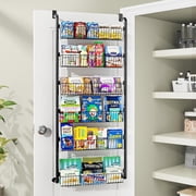 SUNALLY Over The Door Pantry Organizer, 6-Tier Pantry Organization and Storage, Metal Hanging Spice Rack for Kitchen, Laundry, Bathroom, Back of Door Seasoning 