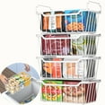 thumbnail image 1 of SUNALLY Freezer Organizer Bins 4 Pack, Stackable Freezer Baskets with Foldable Handle for 3.5-7 Cu.FT Deep Chest Freezer Organization, Coated Metal Storage Bins White, 1 of 7