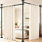 SUNALLY Room Dividers Curtain Rod No Drilling, 4-10ft(H) 28-114inch(W) Adjustable Room Separator for Space Partition, Heavy Duty Floor to Ceiling Tension Rod, B