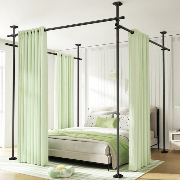 SUNALLY Room Dividers Curtain Rod No Drilling, 4-10ft(H) 28-171inch(W) Adjustable Room Separator for Space Partition, Heavy Duty Floor to Ceiling Tension Rod, Black