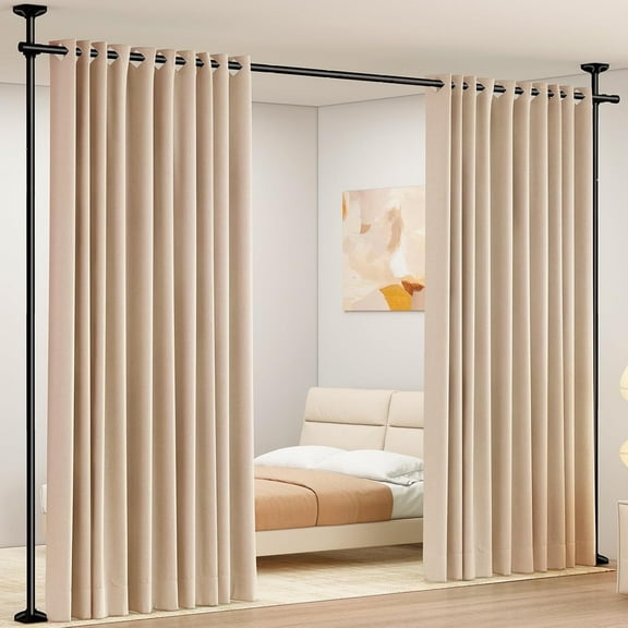 SUNALLY Room Dividers Curtain Rod No Drilling, 4-10ft(H) 28-70inch(W) Adjustable Room Separator for Space Partition, Heavy Duty Floor to Ceiling Tension Rod, Black
