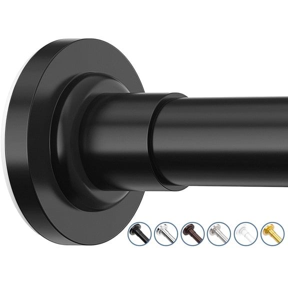 SUNALLY Shower Curtain Rod, Adjustable 32-47 inch Spring Tension Curtain Rods for Bathroom, No Drilling Rustproof Non-Slip Stainless Steel Rod, Black