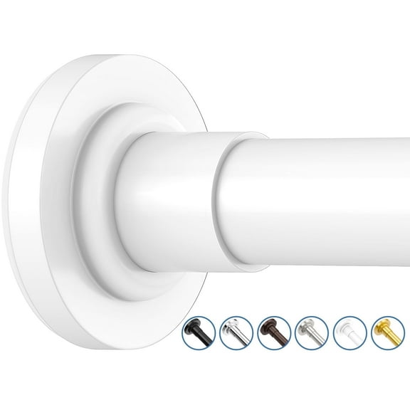 SUNALLY Shower Curtain Rod, Adjustable 32-61 Inch Spring Tension Shower Rods for Bathroom or Window, No Drilling Rustproof Non-Slip Stainless Steel Rod, White