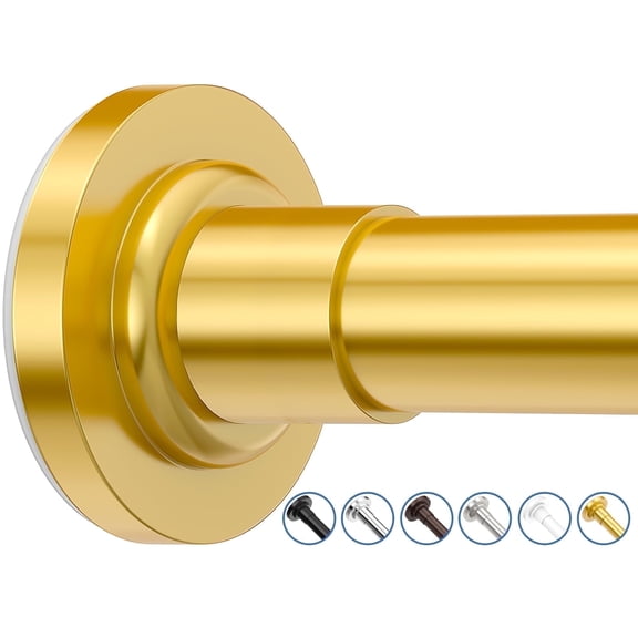 SUNALLY Shower Curtain Rod, Adjustable 32-75 Inch Spring Tension Shower Rods for Bathroom or Window, No Drilling Rustproof Non-Slip Stainless Steel Rod, Gold