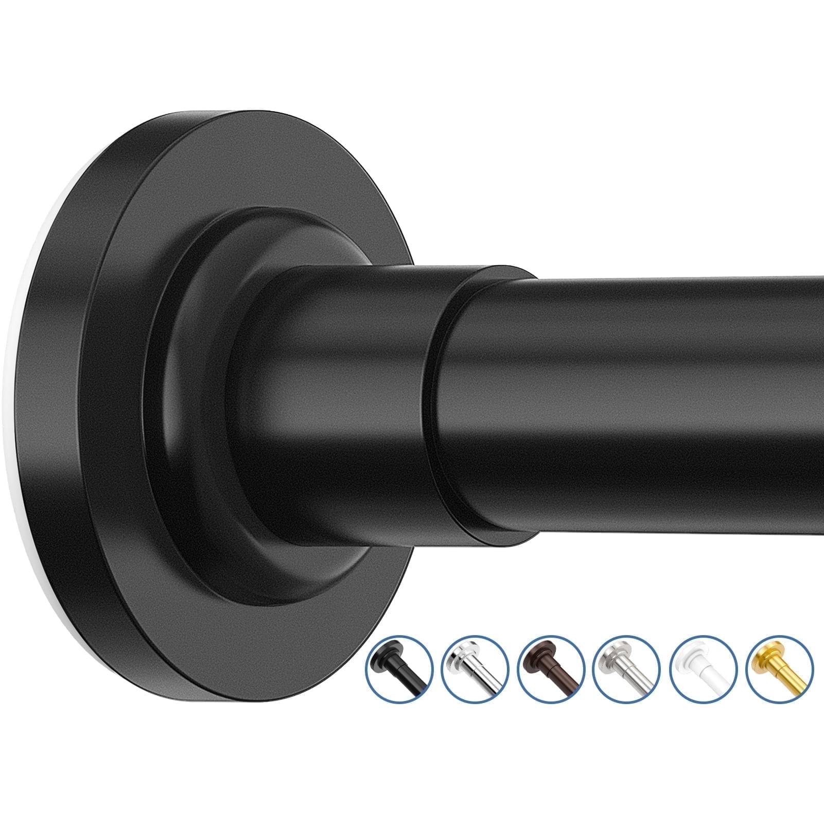 SUNALLY Shower Curtain Rod, Adjustable 32-75 inch Spring Tension Curtain Rods for Bathroom, No Drilling Rustproof Non-Slip Stainless Steel Rod, Black