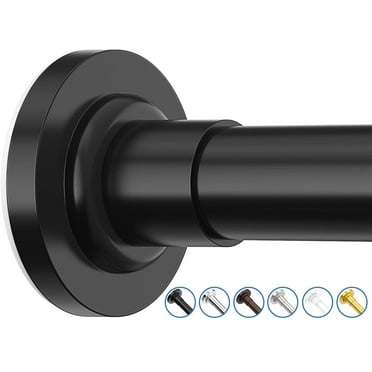 SUNALLY Shower Curtain Rod, Adjustable 32-75 inch Spring Tension Curtain Rods for Bathroom, No Drilling Rustproof Non-Slip Stainless Steel Rod, Black