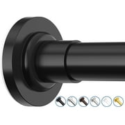 SUNALLY Shower Curtain Rod, Adjustable 32-75 inch Spring Tension Curtain Rods for Bathroom, No Drilling Rustproof Non-Slip Stainless Steel Rod, Black