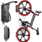 SUNALLY Swivel Bike Wall Hanger 2 Pack, Vertical Storage Bicycle Wall Mount Rack for Garage, Holds up to 66 lbs with No-scratch Protection, Black