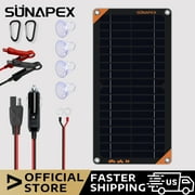 SUNAPEX 10W Solar Car Battery Trickle Charger & Maintainer, 12V Waterproof Solar Panel Trickle Charger, Portable Solar Panel Kit for Car, Boat, RV, Trailer, Motorcycle, Snowmobile, etc