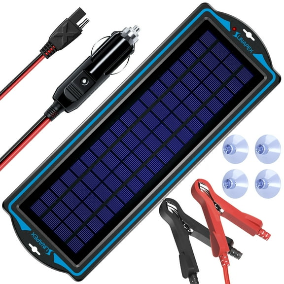 SUNAPEX 12V Solar Trickle Charger for Car Battery Solar Battery Charger 12 Volt Waterproof 5W Solar Battery Maintainer for Car Truck Boat RV Motorcycle Marine Trailer Battery