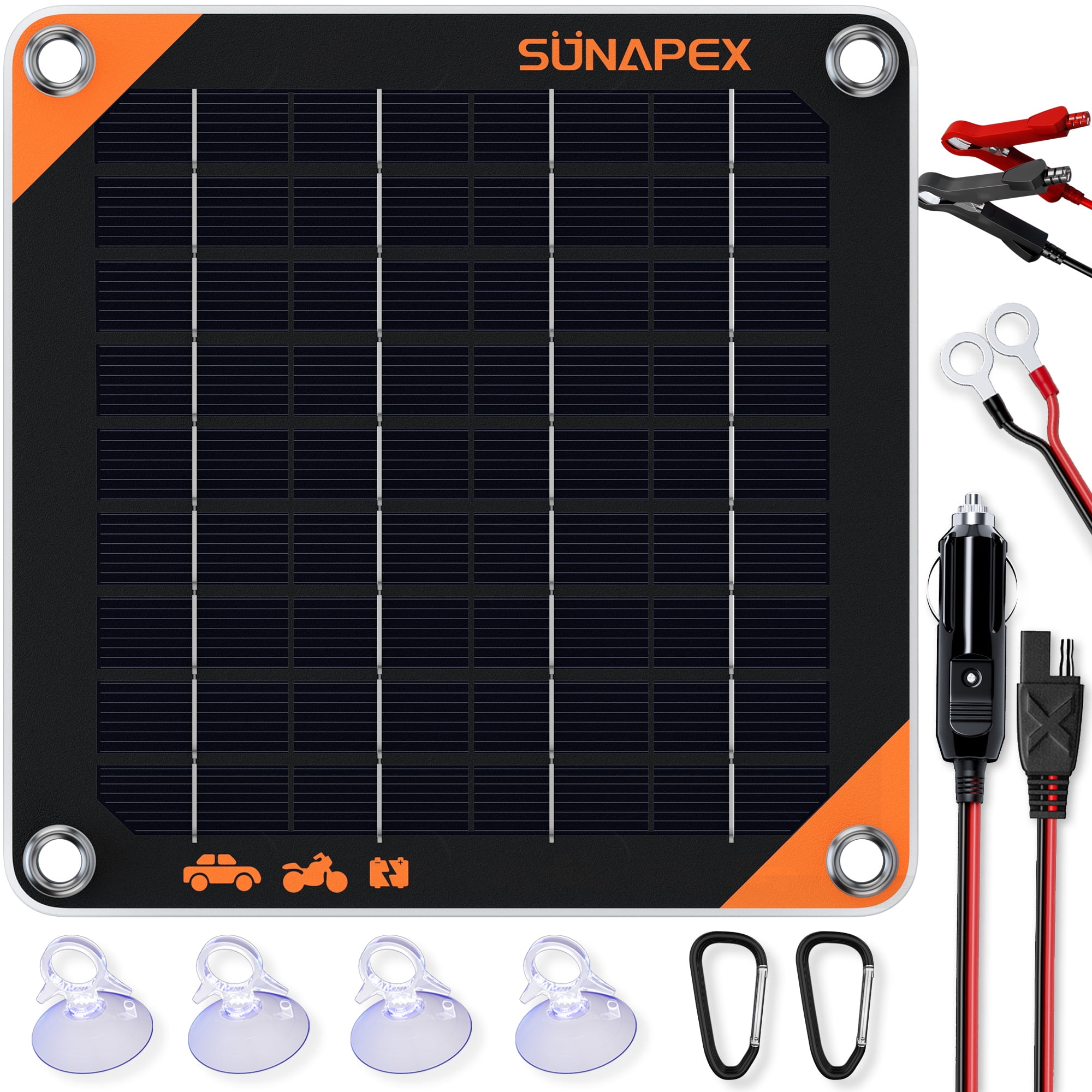 SUNAPEX 5 Watt Solar Car Battery Charger 12 Volt Waterproof Solar