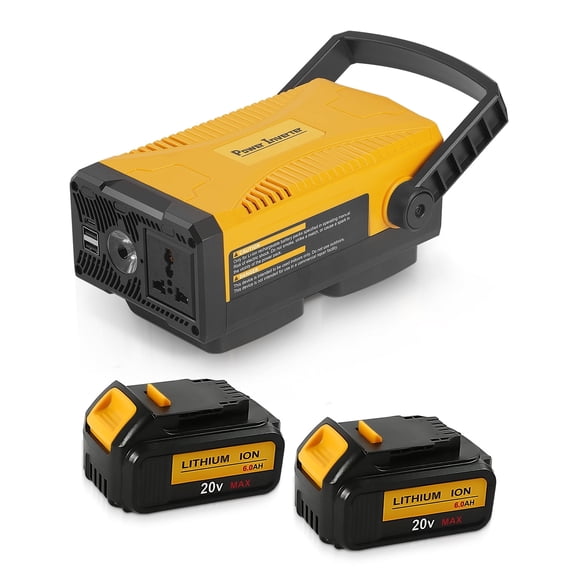 SUNBAT 300W Power Inverter with 2Pack 20V 6.0Ah Battery