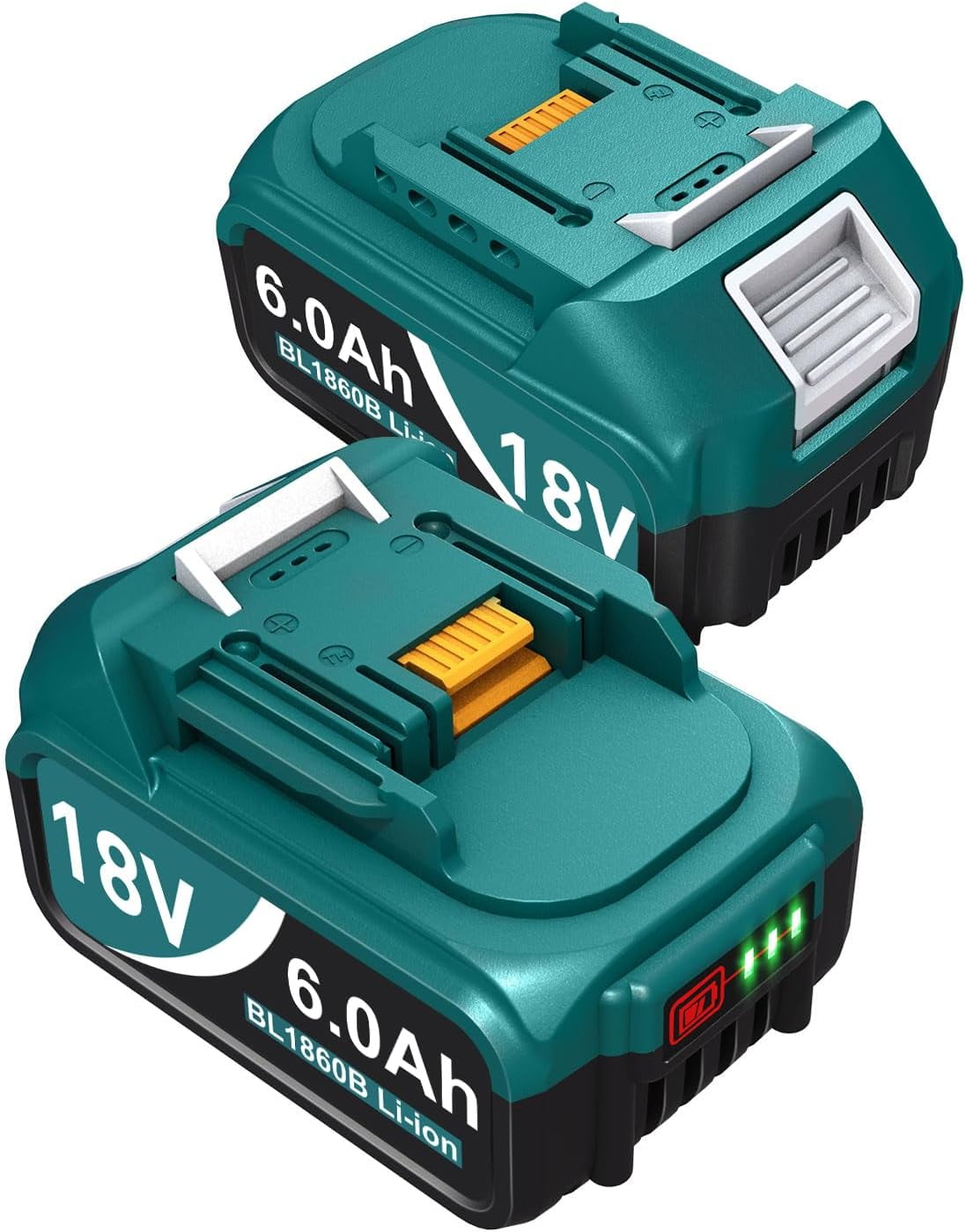 SUNBAT 2Packs Replacement for Makita Bl1860b-2 18V 6.0 Ah LXT Lithium-Ion Battery with USB Port