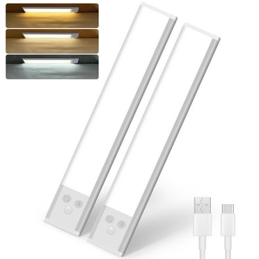 SUNBEAK Under Cabinet Lights, 41 LED Wireless Motion Sensor Closet Light, 3 Color Dimmable Under Cabinet Lighting with Magnetic Strips for Kitchen Counter, Stairs-2 Pack