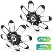 SUNBEAK LED Garage Light with 8+1 Deformable Panels 2 Pack,6500K LED Shop Lights,Warehouse Ceiling Light Bulb,E26/E27 for Basement,Workshop