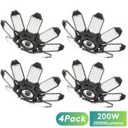 SUNBEAK LED Garage Light with 8+1 Deformable Panels 4 Pack,6500K LED Shop Lights,Warehouse Ceiling Light Bulb,E26/E27 for Basement,Workshop