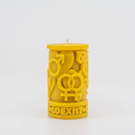 SUNBEAM CANDLES Coexist in Love Beeswax Pillar Candle, 1 EA