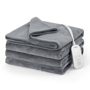 Sunbeam Electric Heated Bed Blanket Grey Soft Microplush 12 Heat Settings Full 84 x 72