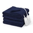 thumbnail image 1 of Sunbeam Electric Heated Bed Blanket Navy Soft Microplush 12 Heat Settings King 90 x 100, 1 of 12