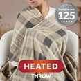 thumbnail interactive-video image 1 of Sunbeam Electric Heated Throw Blanket Earthy Plaid Super Soft Microplush 4 Heat Settings Oversized 60x80, 1 of 12
