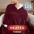 thumbnail image 1 of Sunbeam Electric Heated Throw Blanket Merlot Super Soft Microplush 4 Heat Settings Oversized 60 x 80, 1 of 12