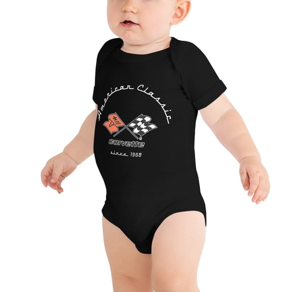 SUNBELTGIFTS C3 Corvette Baby short sleeve snap bottom One Piece, perfect for the youngest fan