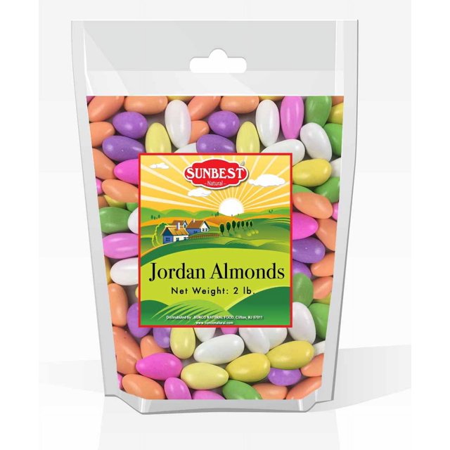 SUNBEST Assorted Pastel Color Jordan Almonds JUMBO 2 Lb in Resealable