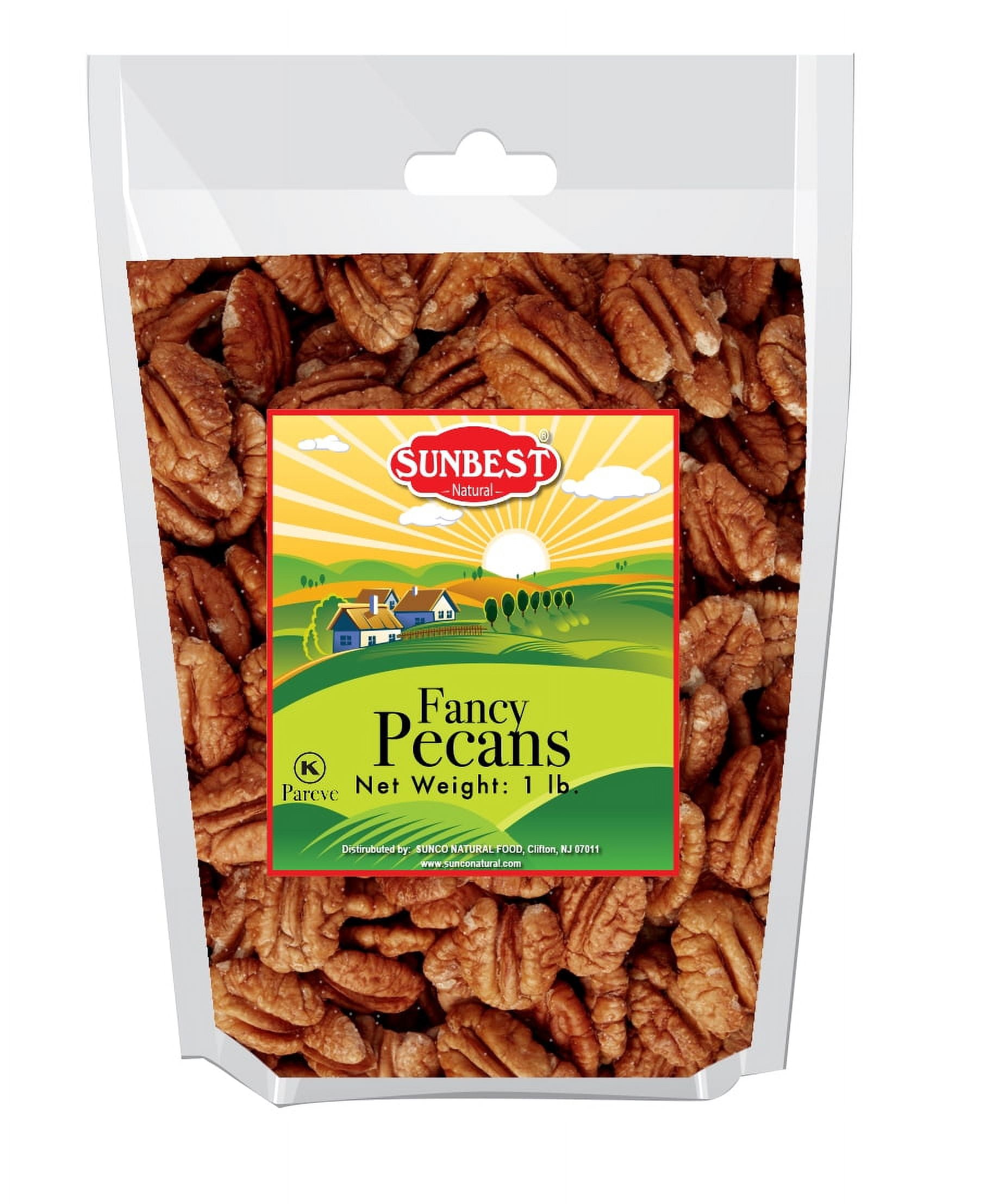 SUNBEST Fancy Raw Shelled Pecans 1 Lb, Pecan Halves, JUMBO