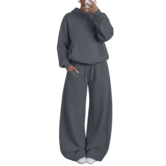 SUNBS 2 Piece Outfit for Women Lounge Sets Oversized Hoodie Wide Leg Pants Casual Fall Loungewear Sweatsuit