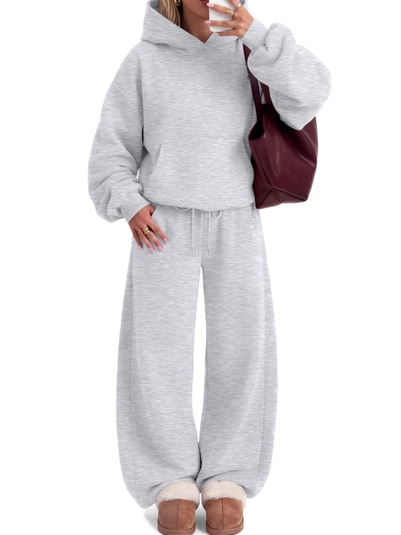 2 Piece Outfit for Women Lounge Sets Oversized Hoodie Wide Leg Pants Casual Fall Loungewear Sweatsuit