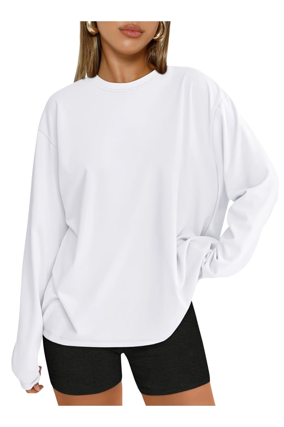 2 Piece Lounge Set for Women Oversized Long Sleeve T Shirt Matching Cotton Biker Shorts Fall Winter Clothing, Sizes S-3XL