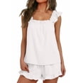 thumbnail image 1 of SUNBS 2 Piece Outfit for Women Lounge Sets Ruffle Pj Soft Tank Top and Shorts Sleepwear Set Bridal Pajamas Set, 1 of 10