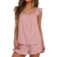 thumbnail image 1 of SUNBS 2 Piece Outfit for Women Lounge Sets Ruffle Pj Soft Tank Top and Shorts Sleepwear Set Bridal Pajamas Set, 1 of 10
