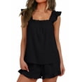 thumbnail image 1 of SUNBS 2 Piece Outfit for Women Lounge Sets Ruffle Pj Soft Tank Top and Shorts Sleepwear Set Bridal Pajamas Set, 1 of 10