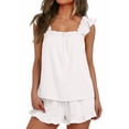 thumbnail image 1 of SUNBS Pajamas Set for Women Lounge Sets Ruffle Pj Soft Tank Top and Shorts Sleepwear Set Bridal 2 Piece Outfit, 1 of 10