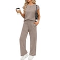 thumbnail image 1 of SUNBS 2 Piece Outfits Sets for Women Casual Cap Henley Sleeve Lounge Set Summer Airport Travel Matching Sweatsuit Vacation, 1 of 8