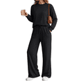 thumbnail image 1 of SUNBS 2 Piece Sets for Women Fall Outfits Lounge Sets Crew Neck High Waist Wide Leg Pants for Travel Airport Casual Clothes, 1 of 9
