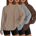 thumbnail image 1 of SUNBS 3 Pack Shirts for Women Oversized Long Sleeve Blouses Basic Crewneck Loose Fit Casual Workout Fall Basic Tops, 1 of 5