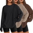 thumbnail image 1 of SUNBS 3 Pack Shirts for Women Oversized Long Sleeve Blouses Basic Crewneck Loose Fit Casual Workout Fall Basic Tops, 1 of 5