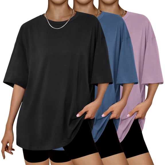 SUNBS 3 Packs Plus Size Womens Tops Workout T Shirts Short Sleeve Spring Tee Summer Clothes,Sizes S-3XL