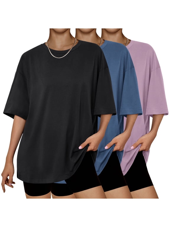 3 Packs Plus Size Womens Tops Workout T Shirts Short Sleeve Spring Tee Summer Clothes,Sizes S-3XL