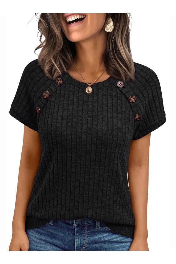 Blouses for Women Crew Neck Casual Tunic Tops Short Sleeve Shirts Fashion Clothing