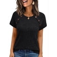 thumbnail image 1 of SUNBS Blouses for Women Crew Neck Casual Tunic Tops Short Sleeve Shirts Fashion Clothing, 1 of 8