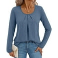 thumbnail image 1 of SUNBS Blouses for Women Dressy Casual Crewneck Womens Tops Pleated Long Sleeve Shirts for Women Blouses, 1 of 7
