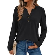 SUNBS Henley Blouses for Women Long Sleeve Shirts Fall Fashion Dressy Casual Tops Cute Work Outfits Clothes