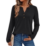 SUNBS Henley Blouses for Women Long Sleeve Shirts Fall Fashion Dressy Casual Tops Cute Work Outfits Clothes