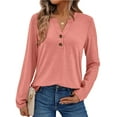 thumbnail image 1 of SUNBS Henley Blouses for Women Long Sleeve Shirts Fall Fashion Dressy Casual Tops Cute Work Outfits Clothes, 1 of 7