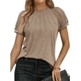 thumbnail image 1 of SUNBS Blouses for Women Lace Tops Dressy Knitted Short Sleeve Shirts Summer Trendy 2025, 1 of 6