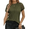 thumbnail image 1 of SUNBS Blouses for Women Lace Tops Dressy Knitted Short Sleeve Shirts Summer Trendy 2025, 1 of 6