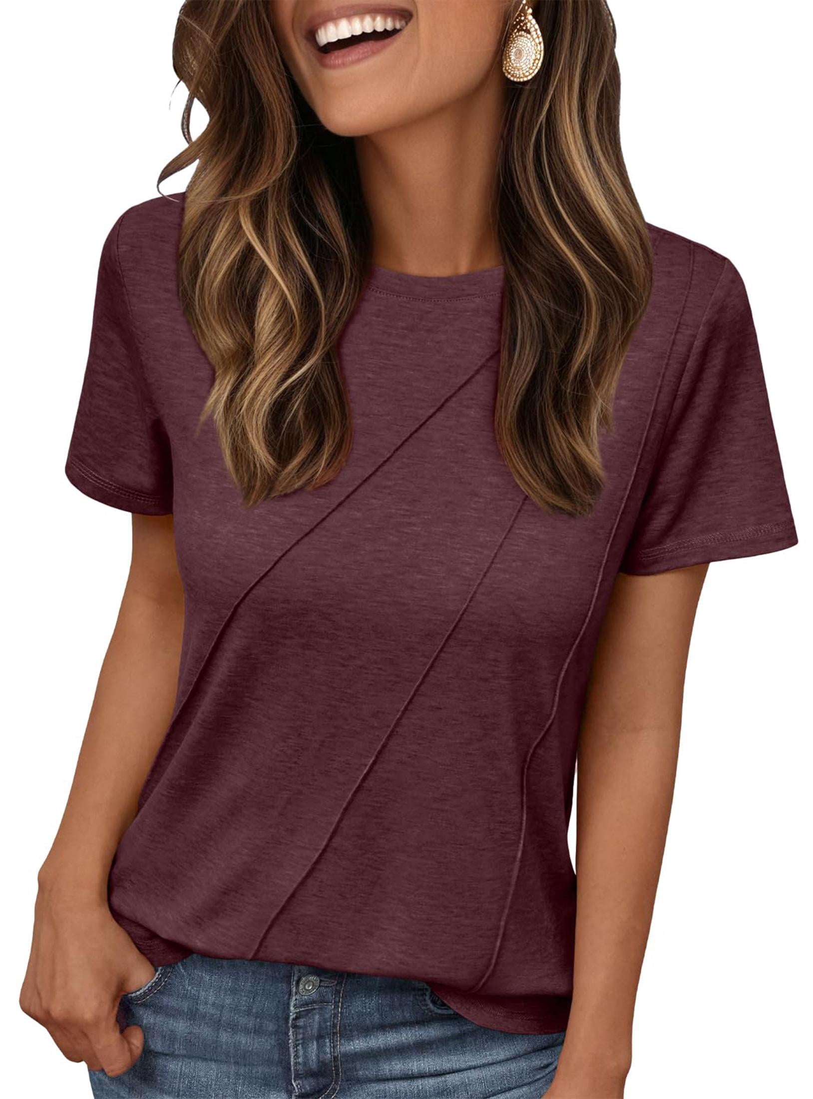 SUNBS Women's Casual Short Sleeve Tops Crewneck Summer T-Shirt ...